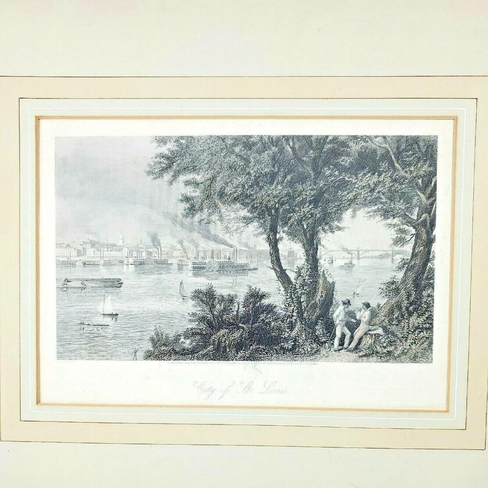 Antique 1872 AC Warren Appleton City of St Louis Missouri Engraving Print MATTED